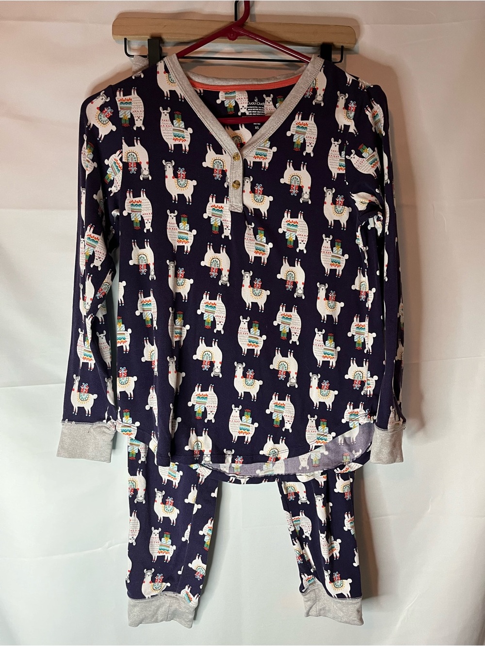 Cuddl Duds Navy Llama Print Two-Piece Pajama Set